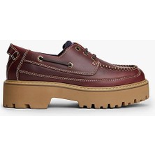 Tommy Hilfiger Kadın Archive Deri Kalın Tabanlı Tekne Ayakkabısı - Koyu Kahve