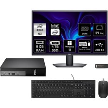 Dell Pro Micro QCM1250 Intel Core Ultra 7 265T 8gb 4tb SSD 27" Fhd Monitör W11P Mini Masaüstü Bilgisayar & Per4 USB Bellek QCM1250BTO107P592