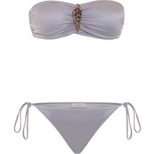Aquella Aksesurlı Antrasit Straplez Bikini Takım
