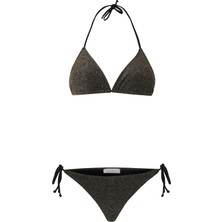 Aquella Gri Lurex Siyah Üçgen Bikini Takım