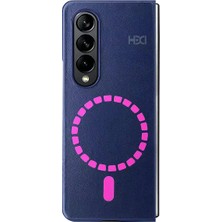 Fuchsia HDD Samsung Galaxy Z Fold 3 ile Uyumlu Kılıf HBC-156 Magneticsafe Kapak - Lacivert
