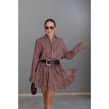 Purple By Banu Bordo Kaplan Desen Çizgili Elbise