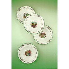 Bursa Porselen Dekor Green Gardening 4 Parça Porselen Yemek Tabağı