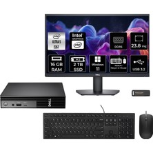 Dell Pro Micro QCM1250 Intel Core Ultra 5 235T 16GB 2tb SSD 23.8" Fhd Monitör W11H Mini Masaüstü Bilgisayar & Per4 USB Bellek QCM1250BTO106P451
