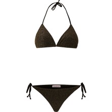 Aquella Simli Lurex Koyu Yeşil Üçgen Bikini Takım