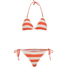 Aquella Desenli Triko Üçgen Bikini Takım