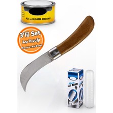 Nzb (3'lü Set) Fidan Aşı Bıçağı Eğri Uçlu Bağ Bıçağı Çakısı + Aşı Bandı + Aşı Macunu