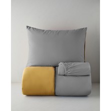 English Home Plain Pamuk Çarşaflı Tek Kişilik Nevresim Takımı 160X220 cm Gri-Sarı