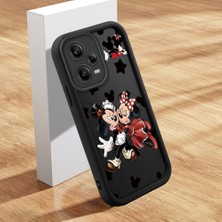HONTINGA Redmi Note 12 Pro 5g ile Uyumlu Kılıfı Düşüme Önleyici Basitlik Anti Düşme Kamera Korumali Şirin Mickey Minnie Siyah Desen Yumuşak Silikon Telefon Kılıfı Kadın ve Erkek Için Uygundur K2-0399