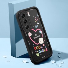 HONTINGA Tecno Camon 40 Pro 5g ile Uyumlu Kılıfı Düşüme Önleyici Basitlik Anti Düşme Kamera Korumali Şirin Kalp Siyah Desen Yumuşak Silikon Telefon Kılıfı Kadın ve Erkek Için Uygundur K2-0400