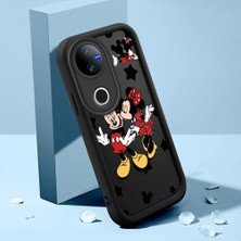 HONTINGA Vivo V50 ile Uyumlu Kılıfı Düşüme Önleyici Basitlik Anti Düşme Kamera Korumali Şirin Mickey Minnie Siyah Desen Yumuşak Silikon Telefon Kılıfı Kadın ve Erkek Için Uygundur K2-0399