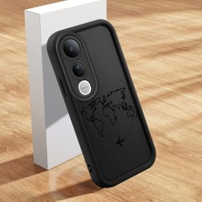 HONTINGA Vivo V50 Lite ile Uyumlu Kılıfı Düşüme Önleyici Basitlik Anti Düşme Kamera Korumali Şirin Uçuş Siyah Desen Yumuşak Silikon Telefon Kılıfı Kadın ve Erkek Için Uygundur K2-0401