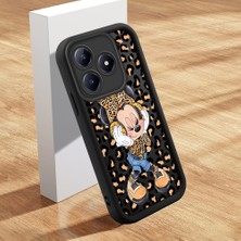HONTINGA Realme C61 ile Uyumlu Kılıfı Düşüme Önleyici Basitlik Anti Düşme Kamera Korumali Şirin Mickey Minnie Siyah Desen Yumuşak Silikon Telefon Kılıfı Kadın ve Erkek Için Uygundur K2-0398