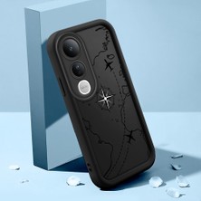HONTINGA Vivo V50 Lite ile Uyumlu Kılıfı Düşüme Önleyici Basitlik Anti Düşme Kamera Korumali Şirin Uçuş Siyah Desen Yumuşak Silikon Telefon Kılıfı Kadın ve Erkek Için Uygundur K2-0401