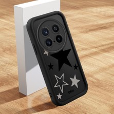HONTINGA Vivo X200 Pro ile Uyumlu Kılıfı Düşüme Önleyici Basitlik Anti Düşme Kamera Korumali Şirin Yıldız Siyah Desen Yumuşak Silikon Telefon Kılıfı Kadın ve Erkek Için Uygundur K2-0402