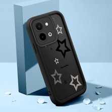 HONTINGA Vivo Y28 ile Uyumlu Kılıfı Düşüme Önleyici Basitlik Anti Düşme Kamera Korumali Şirin Yıldız Siyah Desen Yumuşak Silikon Telefon Kılıfı Kadın ve Erkek Için Uygundur K2-0402