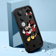 HONTINGA Vivo V50 Lite ile Uyumlu Kılıfı Düşüme Önleyici Basitlik Anti Düşme Kamera Korumali Şirin Mickey Minnie Siyah Desen Yumuşak Silikon Telefon Kılıfı Kadın ve Erkek Için Uygundur K2-0399