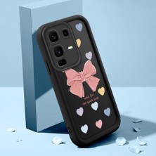 HONTINGA Infinix Note 50 Pro Plus ile Uyumlu Kılıfı Düşüme Önleyici Basitlik Anti Düşme Kamera Korumali Şirin Pembe Kalp Siyah Desen Yumuşak Silikon Telefon Kılıfı Kadın ve Erkek Için Uygundur K2-0406