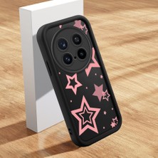HONTINGA Vivo X200 Pro ile Uyumlu Kılıfı Düşüme Önleyici Basitlik Anti Düşme Kamera Korumali Şirin Pembe Yıldız Siyah Desen Yumuşak Silikon Telefon Kılıfı Kadın ve Erkek Için Uygundur K2-0404