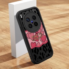 HONTINGA Vivo X300 Pro ile Uyumlu Kılıfı Düşüme Önleyici Basitlik Anti Düşme Kamera Korumali Şirin Pembe Kalp Siyah Desen Yumuşak Silikon Telefon Kılıfı Kadın ve Erkek Için Uygundur K2-0406