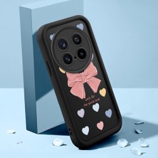 HONTINGA Vivo X200 Pro ile Uyumlu Kılıfı Düşüme Önleyici Basitlik Anti Düşme Kamera Korumali Şirin Pembe Kalp Siyah Desen Yumuşak Silikon Telefon Kılıfı Kadın ve Erkek Için Uygundur K2-0406