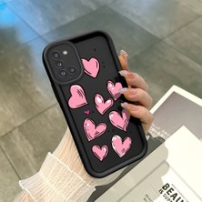 HONTINGA Samsung Galaxy A31 ile Uyumlu Kılıfı Düşüme Önleyici Basitlik Anti Düşme Kamera Korumali Şirin Kalp Siyah Desen Yumuşak Silikon Telefon Kılıfı Kadın ve Erkek Için Uygundur K2-0405