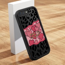 HONTINGA iPhone 8 Plus ile Uyumlu Kılıfı Düşüme Önleyici Basitlik Anti Düşme Kamera Korumali Şirin Pembe Kalp Siyah Desen Yumuşak Silikon Telefon Kılıfı Kadın ve Erkek Için Uygundur K2-0406