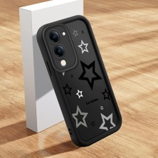 HONTINGA Vivo Y04 ile Uyumlu Kılıfı Düşüme Önleyici Basitlik Anti Düşme Kamera Korumali Şirin Siyah Yıldız Siyah Desen Yumuşak Silikon Telefon Kılıfı Kadın ve Erkek Için Uygundur K2-0403