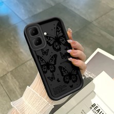 HONTINGA Infinix Smart 10 ile Uyumlu Kılıfı Düşüme Önleyici Basitlik Anti Düşme Kamera Korumali Şirin Kelebek Siyah Desen Yumuşak Silikon Telefon Kılıfı Kadın ve Erkek Için Uygundur K2-0407