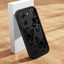 HONTINGA Poco X7 Pro ile Uyumlu Kılıfı Düşüme Önleyici Basitlik Anti Düşme Kamera Korumali Şirin Kelebek Siyah Desen Yumuşak Silikon Telefon Kılıfı Kadın ve Erkek Için Uygundur K2-0407