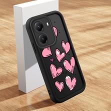 HONTINGA Poco X7 Pro ile Uyumlu Kılıfı Düşüme Önleyici Basitlik Anti Düşme Kamera Korumali Şirin Kalp Siyah Desen Yumuşak Silikon Telefon Kılıfı Kadın ve Erkek Için Uygundur K2-0405
