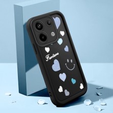 HONTINGA Redmi Note 13 Pro 5g ile Uyumlu Kılıfı Düşüme Önleyici Basitlik Anti Düşme Kamera Korumali Şirin Kalp Siyah Desen Yumuşak Silikon Telefon Kılıfı Kadın ve Erkek Için Uygundur K2-0405
