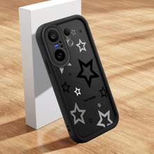 HONTINGA Vivo X200 Fe ile Uyumlu Kılıfı Düşüme Önleyici Basitlik Anti Düşme Kamera Korumali Şirin Siyah Yıldız Siyah Desen Yumuşak Silikon Telefon Kılıfı Kadın ve Erkek Için Uygundur K2-0403