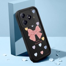HONTINGA Realme C63 ile Uyumlu Kılıfı Düşüme Önleyici Basitlik Anti Düşme Kamera Korumali Şirin Pembe Kalp Siyah Desen Yumuşak Silikon Telefon Kılıfı Kadın ve Erkek Için Uygundur K2-0406