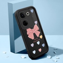 HONTINGA Tecno Camon 20 ile Uyumlu Kılıfı Düşüme Önleyici Basitlik Anti Düşme Kamera Korumali Şirin Pembe Kalp Siyah Desen Yumuşak Silikon Telefon Kılıfı Kadın ve Erkek Için Uygundur K2-0406