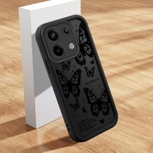 HONTINGA Redmi Note 13 Pro 5g ile Uyumlu Kılıfı Düşüme Önleyici Basitlik Anti Düşme Kamera Korumali Şirin Kelebek Siyah Desen Yumuşak Silikon Telefon Kılıfı Kadın ve Erkek Için Uygundur K2-0407