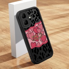HONTINGA Infinix Smart 10 ile Uyumlu Kılıfı Düşüme Önleyici Basitlik Anti Düşme Kamera Korumali Şirin Pembe Kalp Siyah Desen Yumuşak Silikon Telefon Kılıfı Kadın ve Erkek Için Uygundur K2-0406