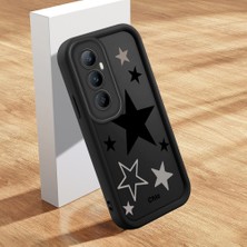 HONTINGA Realme C65 4g ile Uyumlu Kılıfı Düşüme Önleyici Basitlik Anti Düşme Kamera Korumali Şirin Yıldız Siyah Desen Yumuşak Silikon Telefon Kılıfı Kadın ve Erkek Için Uygundur K2-0402