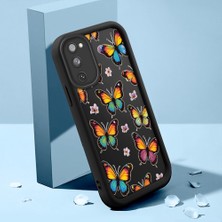 HONTINGA Samsung Galaxy S20 Fe ile Uyumlu Kılıfı Düşüme Önleyici Basitlik Anti Düşme Kamera Korumali Şirin Kelebek Siyah Desen Yumuşak Silikon Telefon Kılıfı Kadın ve Erkek Için Uygundur K2-0407