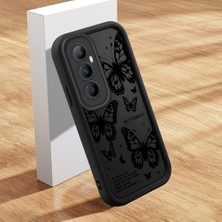 HONTINGA Realme C65 4g ile Uyumlu Kılıfı Düşüme Önleyici Basitlik Anti Düşme Kamera Korumali Şirin Kelebek Siyah Desen Yumuşak Silikon Telefon Kılıfı Kadın ve Erkek Için Uygundur K2-0407