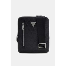 Guess Erkek Torino Kabartma Desenli Çapraz Askılı Çanta - Siyah