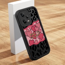 HONTINGA Redmi Note 12 Pro 5g ile Uyumlu Kılıfı Düşüme Önleyici Basitlik Anti Düşme Kamera Korumali Şirin Pembe Kalp Siyah Desen Yumuşak Silikon Telefon Kılıfı Kadın ve Erkek Için Uygundur K2-0406