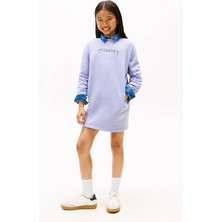 Tommy Hilfiger Kız Çocuk Tommy Puff Flower Sweatshirt Elbise - Lila