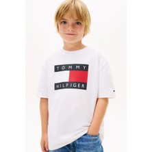Tommy Hilfiger Erkek Çocuk Heritage Printed Flag T-Shirt - Beyaz