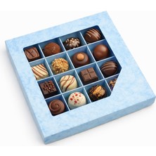 Ambalaj Modacısı 2020 Model 16 Gözlü Çikolata Kutusu Mermer Desen Mavi (21X21X3,5 Cm) (10 Adet)