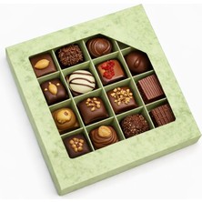 Ambalaj Modacısı 2020 Model 16 Gözlü Çikolata Kutusu Mermer Desen Yeşil (21X21X3,5 Cm) (10 Adet)