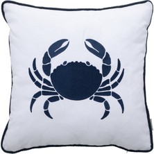 Mudo Home MARİN CRAB NAKIŞLI KIRLENT BEYAZ LACİVERT 50X50 CM