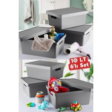 Pure Age 10 Lt. Kapaklı Kutu 6 Adet Antrasit Organizer