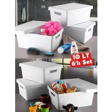 Pure Age 10 Lt. Kapaklı Kutu 6 Adet Antrasit Organizer