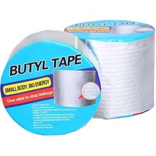 CoverZone Butyl Tape Su Geçirmez Yalıtım Bandı Güçlü Yapışkanlı Alüminyum Kaplı Çatı Oluk Boru Tamir Bandı Sızdırmazlık Bandı Çatlak Kapama Izolasyon Su Kaçak Önleyici En 10CM